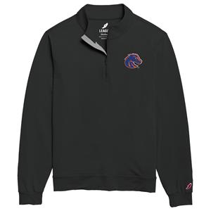 Boise State 1/4 Zip, Left Chest Logo by League Collegiate Wear, Black - main view