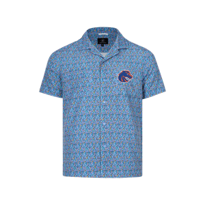 Boise State Button-Up Shirt - Confetti Print, Athletic Logo Left Chest by Swannies (Sky Blue)