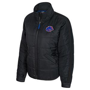 Boise State Black Women’s Puffer Jacket - Left Chest Bronco Head by Colosseum - main view