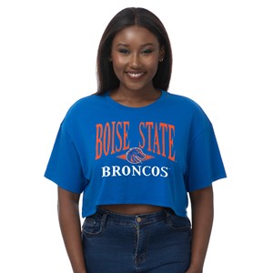 Boise State Women’s Crop T-Shirt - Two Color Wordmark by ZooZatz - main view