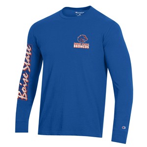 24- Boise State Long-Sleeve T-Shirt - Left Chest Broncos, Down-Arm Script, Back Logo by Champion - main view